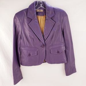 Women's Purple Leather Blazer Style Jacket PS